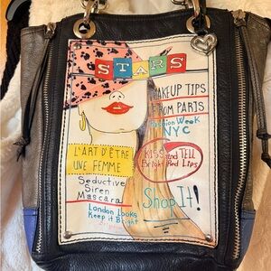 Brighton Black and Blue Graphic Shoulder Bag